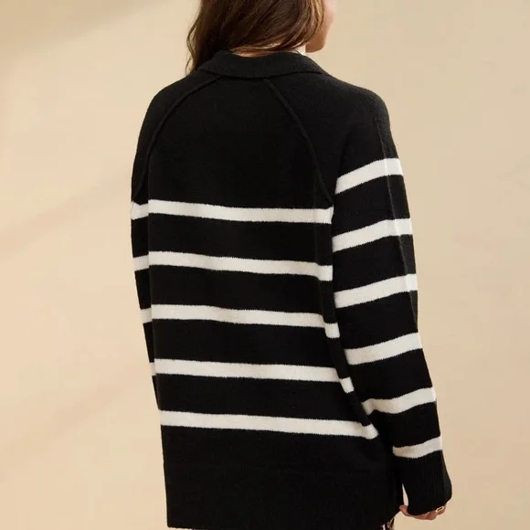 NWT Aerie unREAL Polo Sweater Oversized Fit in True Black - Picture 2 of 5